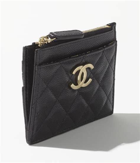 chanel card holder black metal|Chanel card holder zip around.